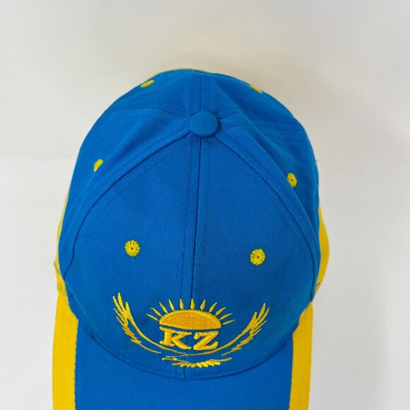 Vintage Kazakhstan Adjustable Blue Yellow Souvenir Hat Cap Embroidered Kazashka - Picture 8 of 10